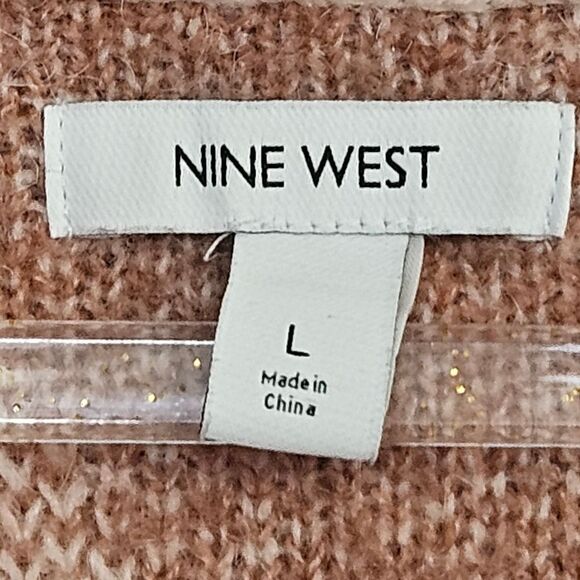 Nine West Womens Polo Sweater Mauve  Peach Zebra Wool Blend Oversize Large - Picture 7 of 12